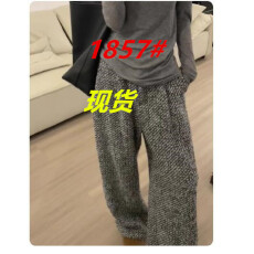 批发秋冬季运动休闲小个子灰色磨毛提花裤子<b class='q'>女</b>2025新款今年流行梧桐裤