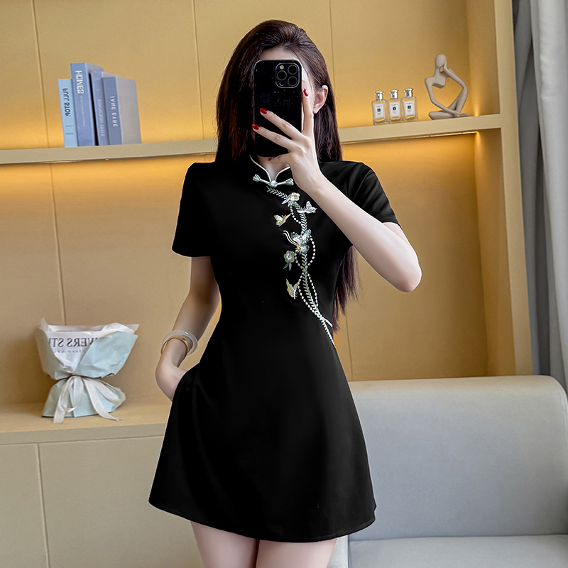 MY15083# 夏季新款新中式绣花改良旗袍收腰显瘦性感时尚套装两件套女裝...