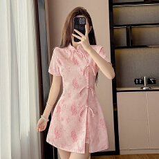 批发实拍春夏新款新中式改良旗袍气质甜美连衣裙<b class='q'>短裤</b>两件套