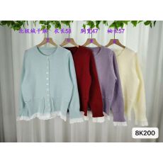 批发2025年秋冬季韩版温柔风圆领蕾丝拼接抽绳收腰<b class='q'>北极</b><b class='q'>绒</b>针织长袖外套