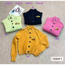 批发2025年秋冬新款韩版高领南瓜装饰纯色安迪绒<b class='q'>针织</b>宽松长袖<b class='q'>开衫</b>上衣