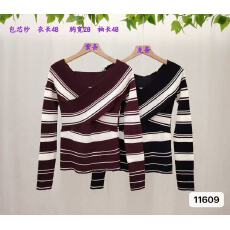 批发2025年秋冬韩版新款法式交叉V领<b class='q'>修身</b>条纹包芯纱针织百搭长袖上衣