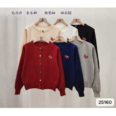 批发2026年春夏新款<b class='q'>韩版</b>洋气圆领小马刺绣彩色单排扣针织开衫外套