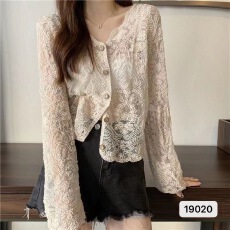 批发超仙防晒衣女2026新款夏季薄款宽松网纱镂空罩衫<b class='q'>蕾丝</b>衫披肩<b class='q'>小外套</b>