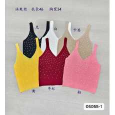 批发2026年夏季新款百搭气质<b class='q'>欧美风</b>V领简约方格钻针织百搭背心