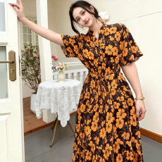 批发跨境棉绸波西米亚碎花连衣裙松紧腰沙滩旅游微胖孕妇显瘦<b class='q'>夏</b>长裙子