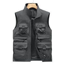 批发跨境新款户外马甲男士多口袋中青年宽松背心工装休闲外套马甲