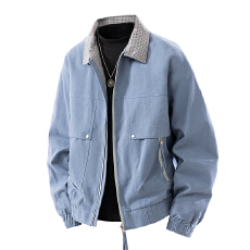 批发高品质新款复古美式夹克男士翻领纯色春秋休闲上衣男款夹克外套