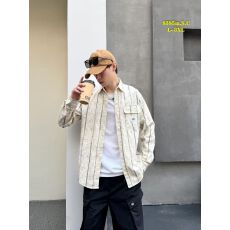 批发高品质春秋纯棉<b class='q'>男士</b>青少年百搭宽松休闲复古条纹<b class='q'>衬衫</b>长袖外套