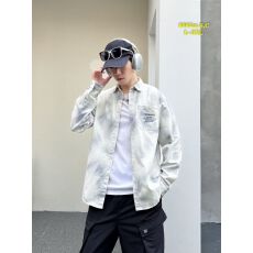 批发高品质春秋纯棉<b class='q'>男士</b>青少年百搭宽松休闲复古渐变<b class='q'>衬衫</b>长袖外套