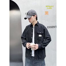 批发高品质春秋纯棉<b class='q'>男士</b>青少年百搭宽松休闲复古条纹<b class='q'>衬衫</b>长袖外套