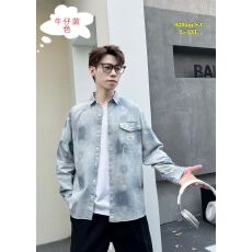 批发高品质春秋纯棉男士青少年百搭宽松休闲复古条纹<b class='q'>衬衫</b>长袖外套