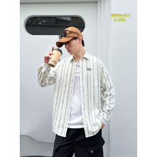 批发高品质春秋纯棉男士青少年透气时尚百搭宽松休闲条纹<b class='q'>衬衫</b>长袖外套