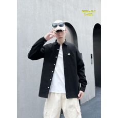 批发高品质春秋纯棉男士青少年透气时尚百搭宽松休闲纯色<b class='q'>衬衫</b>长袖外套