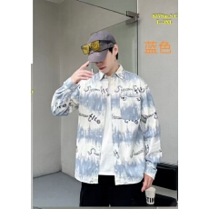 批发高品质春秋纯棉男士青少年透气时尚百搭宽松休闲印花<b class='q'>衬衫</b>长袖外套