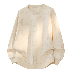 批发新款潮流时尚百搭大码迪桑罗纹特色设计感满印圆领卫衣