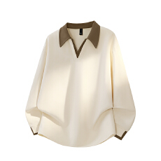 批发新款时尚百搭潮流大码迪桑罗纹拼色POLO衫V领卫衣情侣款