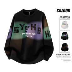 批发新款男士时尚百搭交织空气层潮流印花休闲<b class='q'>套头卫衣</b>