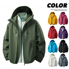 秋冬男女同款直播爆款防风防寒摇粒绒内胆户外三合一冲锋衣