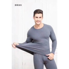 批发男士德绒高弹贴身保暖内衣发热无痕圆领打底保暖套装