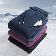 批发双面绒重磅580克奥粒绒加绒加厚宽松束脚保暖裤男女同款