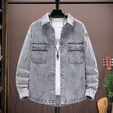 新款高品质雪花洗青少年潮流百搭宽松春秋季工装牛仔外套