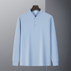 批发秋季纯色打底polo衫长袖翻领衫210克光板polo团服企业团购厂服