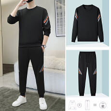 批发新款男女大码运动休闲套装情侣运动圆领卫衣卫裤两件套套装
