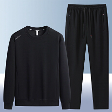 批发春秋季运动套装男士透气纯棉宽松加肥加大码休闲卫衣卫裤两件套