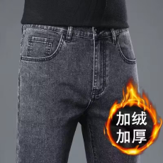 男士加绒商务休闲百搭牛仔长裤弹力休闲长裤子爆款秋冬新款牛仔裤