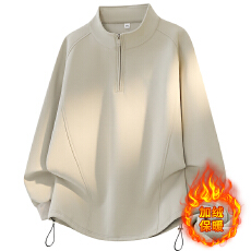 批发高品质男士纯色青少年百搭休闲重磅大码高领半开胸拉链休闲卫衣