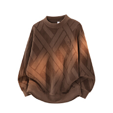 批发新款男士重磅大码时尚双面奥粒绒立体剪花休闲百搭卫衣