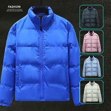 情侣款纯色棉衣面包服加厚青少年立领保暖休闲百搭男女款棉服