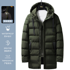 跨境爆款中长款连帽棉衣青少年保暖棉服男加厚面包服潮男冬季棉袄