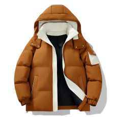 批发冬季新款高品质休闲连帽可拆卸潮牌情侣款假两件加厚棉服