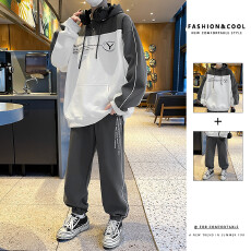 批发新款青少年<b class='q'>春</b>秋季连帽卫衣男套装初高中大学生运动休闲潮流套装