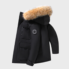 批发冬季高品质爆款加厚极寒保暖雪山工装情侣款连帽毛领羽绒服