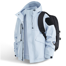 批发单冲户外运动休闲<b class='q'>百搭</b>登山服连帽纯色情侣款防水多功能外套夹克