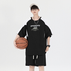 批发夏季新款运动套装<b class='q'>男</b>宽松体考锻炼短袖T恤跑步健身服透气两件套