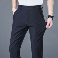 批发纯色夏天冰丝长裤子<b class='q'>男士</b>休闲裤薄款弹力宽松商务<b class='q'>西裤</b>长裤