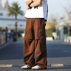 批发高品质纯棉工装裤男美式潮牌宽松痞帅多口袋四季潮流复古伞兵裤