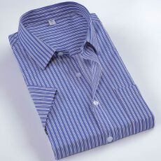 批发条纹实拍衬衫男短袖正装春夏季职业工装上班日常商务休闲条纹衬衣