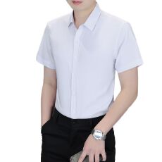 批发跑量量商务休闲<b class='q'>男士</b><b class='q'>衬衫</b><b class='q'>短袖</b>韩版修身上班工作服纯色职业装白色