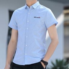 批发实拍新款<b class='q'>衬衫</b>男夏季时尚潮韩版修身男士短袖薄款<b class='q'>衬衣</b>休闲免烫刺绣