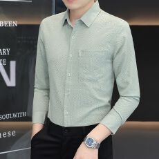 春秋季设计感男士短袖衬衫泡泡纱肌理感时尚潮流韩版修身款衬衣