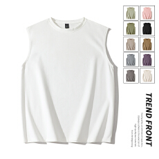 批发夏季新款<b class='q'>男</b>女同款重磅麂皮绒宽松公版背心纯色潮牌情侣休闲百搭