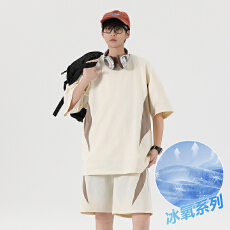 批发新款夏季拼色<b class='q'>休闲</b>运动套装男青少年潮牌痞帅短袖<b class='q'>短裤</b>套装