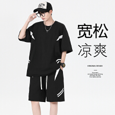 批发新款<b class='q'>休闲</b>运动套装男夏季潮牌青少年初中高中学生夏天短袖<b class='q'>短裤</b>