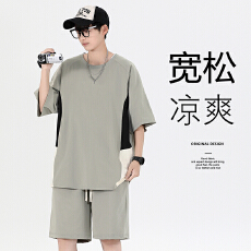 批发新款短袖<b class='q'>t</b><b class='q'>恤</b>套<b class='q'>装</b>男夏季薄款初高中篮球休闲运动短袖短<b class='q'>裤</b>男<b class='q'>装</b>套<b class='q'>装</b>
