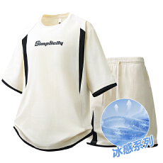 批发新款休闲运动套<b class='q'>装</b>男士夏季潮牌青少年冰丝速干<b class='q'>t</b><b class='q'>恤</b>短<b class='q'>裤</b>两件套
